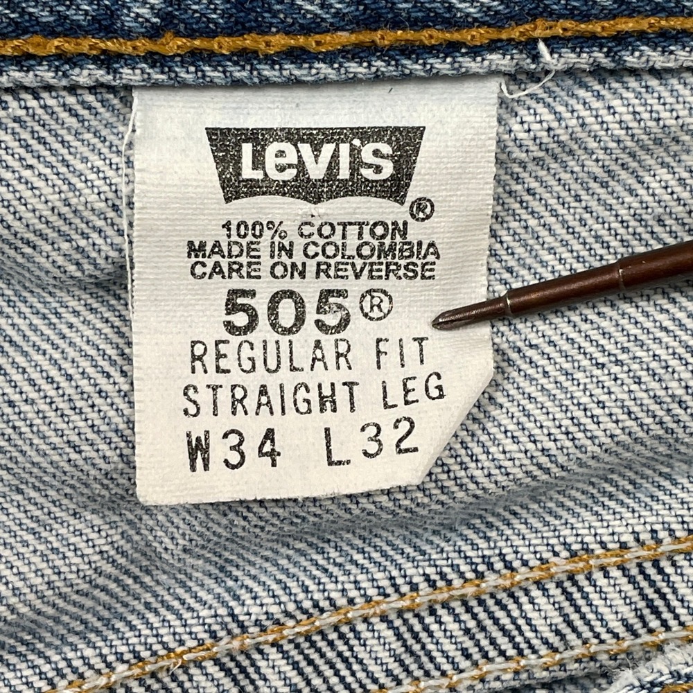 Levi's 90s Jeans Mens 34x32 Blue 505 Regular Fit Straight Leg Denim 100% Cotton - Picture 3 of 10